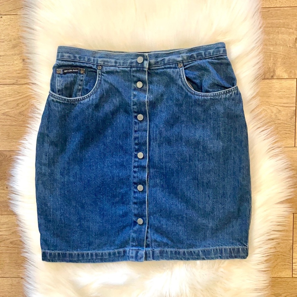 NY Jeans • Button Down Denim Skirt